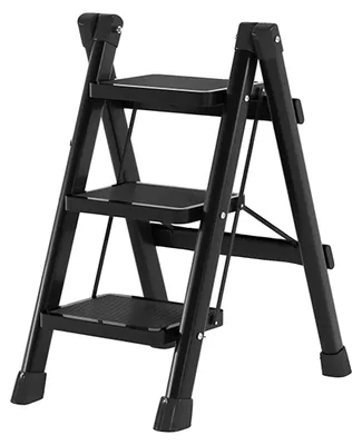 Produktbild von Faltleiter, Kohlenstoffstahl, 150 kg Tragfähigkeit, 3 Schritt-Schwarz