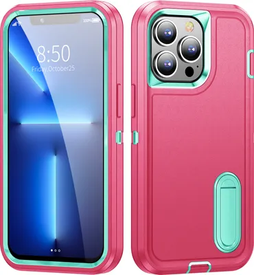 Produktbild von Hülle für iPhone 13 Pro Max Hybrid Dreilagige Robust Stoßfest Schwerlast Schutzhülle mit Ständer Rosa