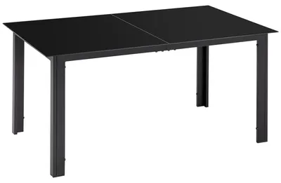 Immagine prodotto di Tavolo da Giardino Rettangolare 150x90 cm per 6 Persone con Piano in Vetro e Alluminio Nero