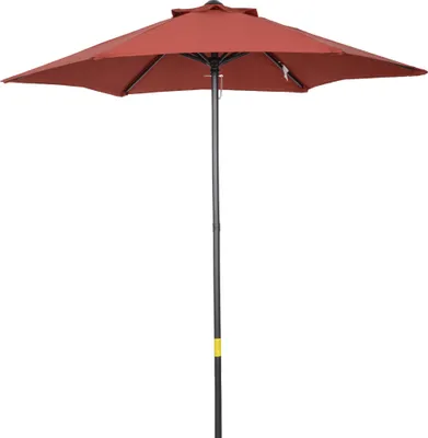 Produktbild von Sonnenschirm Ø196 cm, sechseckig Balkonschirm für Strand Balkon Garten, Weinrot