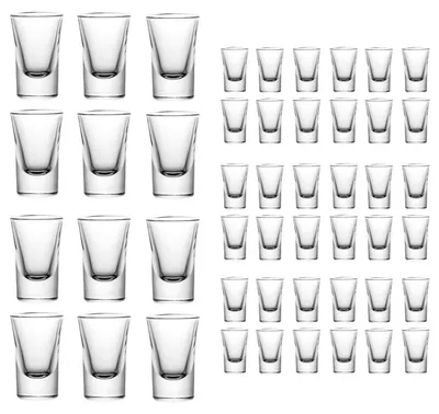 Zdjęcie produktu dla Zestaw 48 przezroczystych szklanek do shotów, pojemność 20 ml, idealne na imprezy