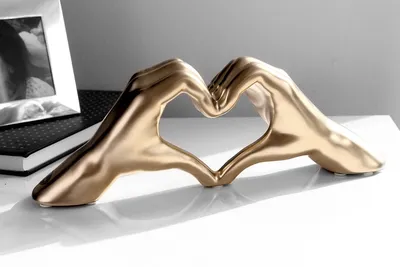 Image de Gilde Hand Heart, Décoration, Objet décoratif, Sculpture, Cœur, Céramique, Couleur champagne, H 11 cm, 43969