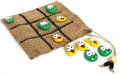 Produktbild von Tic Tac Toe Spiel Holz Drei Gewinnt handgemacht 4101 Seeschach Spielset für unterwegs mehrfarbig
