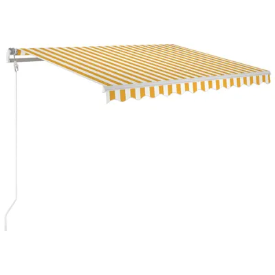 Image de vidaXL Store automatique avec LED & capteur de vent 300x250 cm Jaune/Blanc