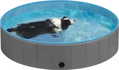 Produktbild von EUGAD Hundepool für große Hunde, faltbares Planschbecken für Kinder, Dunkelgrau, 160x30 cm