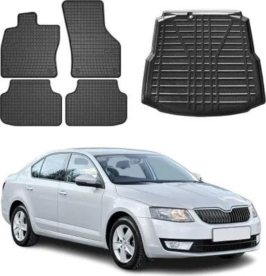 Obrázek produktu pro Sada podlahových rohoží a vložek do kufru pro Škoda Octavia notchback 2013-2019 guma 5x