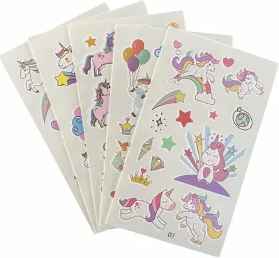 Image de Tatouages pour enfants - 5 Planches - Licorne - Tatouages temporaires pour garçons et filles