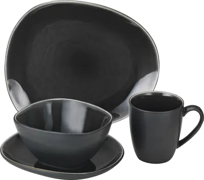 Obrázek produktu pro Van Well 16ks. kombinovaná sada Elements Grey 4ks. kameninový hrnek talíř miska