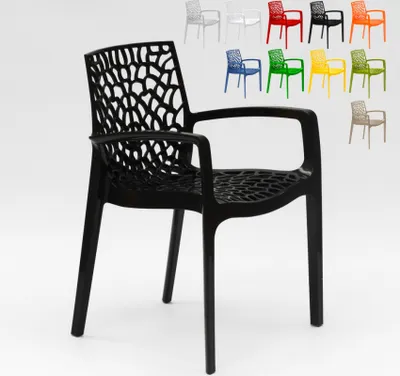 Produktbild von 22er Set Gruvyer Arm Grand Soleil Stühle poliertem Polypropylen mit Armlehnen - Schwarz