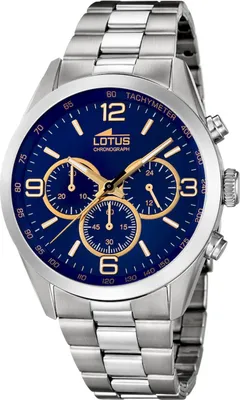 Image de Montre Lotus 18152/6 pour homme, bracelet en acier inoxydable, chronographe bleu or