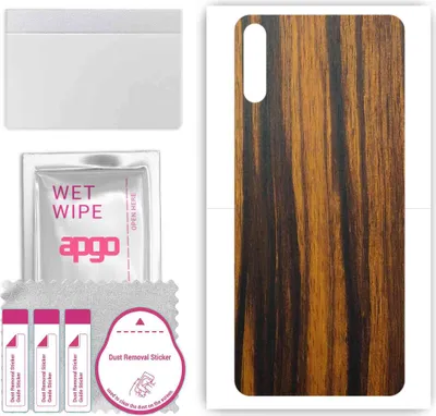 Produktbild von apgo Rückseite Schutzfolie, Skin, kompatibel mit Huawei Enjoy 10E, Hinten Displayschutzfolie aus Vinylfolie, kratzfest, einfache Montage - Tigerwood