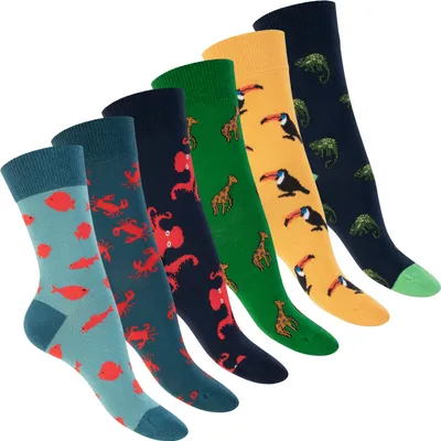 Produktbild von Footstar Bunte Fantasiesocken für Frauen & Männer (6 Paar) Lustige Baumwollsocken - Oceansafari