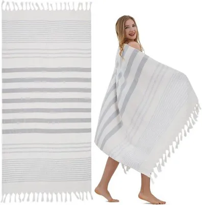 Produktbild von Famanu Hamamdecke - Strandlaken 75x150cm - Leicht und saugfähig - Schnelltrocknend - Vielseitig einsetzbar für Damen und Herren