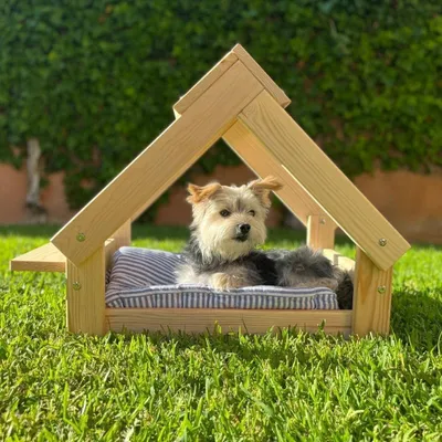 Hundehaus aus FSC-Kiefernholz, 76x44x55 cm, für kleine/mittlere Hunde
