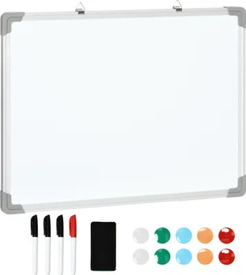 Produktbild von HOMCOM Whiteboard Magnetisch Magnettafel mit 4 Markern 1 Radiergummi 10 Magnet Staffelei Wandmontage leicht abwischbar 60 x 1,8 x 45 cm