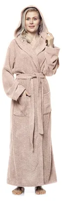 Produktbild von Bademantel Pandora für Damen mit Kapuze, extra lang, 100% Baumwolle, Farbe:Altrosa, Größe:M