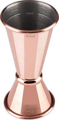 Produktbild von Buddy's Bar - Barmaß, 2 cl / 4 cl Doppelmaß, Innenmaße 1 cl / 3 cl, hochwertiges Barmaß, lebensmittelecht, Jigger zum Abmessen von Zutaten für Cocktails, Kupfer poliert