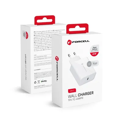 Image de RÉSEAU - Chargeur FORCELL avec port USB type C - 3A 45W avec fonction de charge PD et Quick Charge 4.0