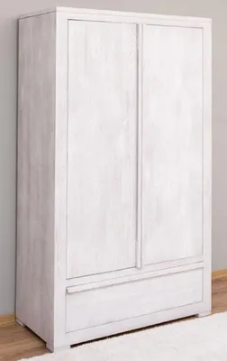Produktbild von Casa Padrino Landhausstil Kleiderschrank Weiß 110 x 53 x H. 190 cm - Massivholz Schlafzimmerschrank mit 2 Türen und Schublade - Landhausstil Schlafzimmer Möbel