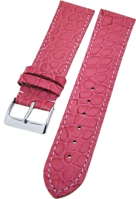 Produktbild von Uhrenarmband Kalbleder Rosa 20mm Kroko-Struktur Dornschließe
