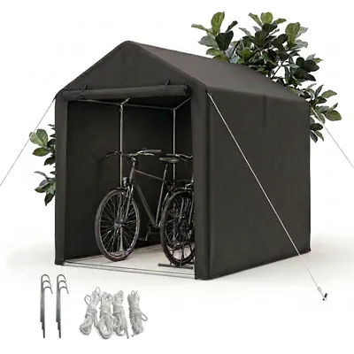 Produktbild von Relaxdays mobile Fahrradgarage, 2 Fahrräder, HxBxT: 160 x 120 x 180 cm, Fenster, Reißverschlusstür, Fahrradbox, schwarz