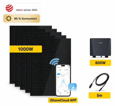 Produktbild von SUNSHARE Balkonkraftwerk 1000 W – Betonbalkon-Halterung
