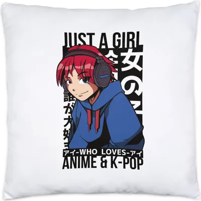 Produktbild von Just A Girl Who Loves Anime And K-Pop Kissen Inkl Füllung Otaku Baka Manga Fans Geschenkidee