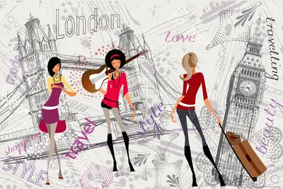 Produktbild von Fototapete - London Style 375x250cm - Vliestapete