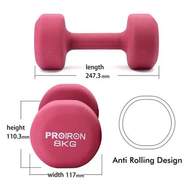 Produktbild von PROIRON PRKNED08K, Kurzhantel mit festem Gewicht, Rot, 8 kg, 2 Stück(e)
