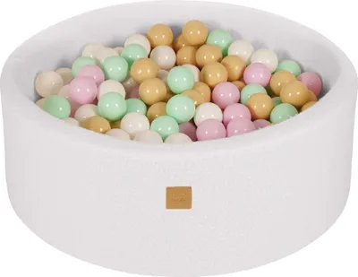 Image de Piscine à balles blanche avec balles Rose pastel / Menthe / Blanc / Beige