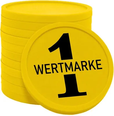 Produktbild von CombiCraft Kunststoff Wertmarken Chips 1 Wertmarke in Gelb- 100 Stück - Ø29 mm