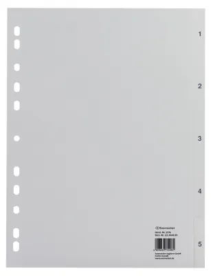 Produktbild von Soennecken Register 1576 DIN A4 1-5 volle Höhe PP grau
