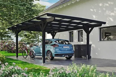 Produktbild von Einzelcarport SKAN HOLZ Odenwald inkl. Pfostenanker 428 x 648 cm anthrazit
