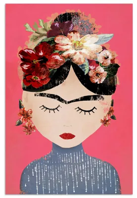 Produktbild von MuchoWow® Poster – Frida Kahlo – Frau – Vintage – Blumen – Kunst – 80x120