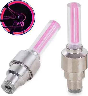 Obrázek produktu pro Svítící ventilek na kolo 2 kusy růžová