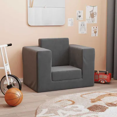 Produktbild von vidaXL Schlafsofa für Kinder Anthrazit Weicher Plüsch