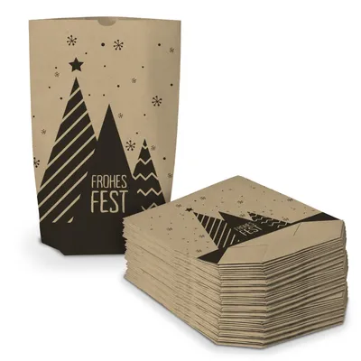 Produktbild von itenga Geschenktüte Frohes Fest 17x26cm braun schwarz - 50 Tüten