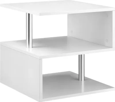 Image de Table basse - Table de salon - Carrée - Compartiment ouvert - 50 x 50 x 50 cm - Structure en bois - Sans roulettes