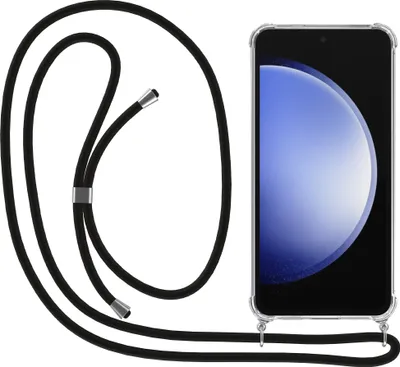 Zdjęcie produktu dla Etui na telefon Smartphonica do Samsung Galaxy S23 FE ze sznurkiem i zderzakiem - odporne na wstrząsy etui z TPU ze smyczą - przezroczyste