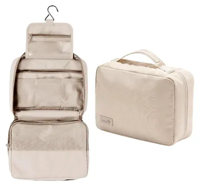 Produktbild von Faltbare Kulturtasche zum Aufhängen mit 4 Fächern für Kosmetika und Toilettenartikel, ideal für Reisen und die Aufbewahrung zu Hause