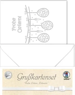 Produktbild von Grußkarten gelasert A6 'Frohe Ostern 'Ostereier' weiß VE=5 Sets