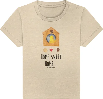 Produktbild von Mr. & Mrs. Panda Babyshirt Vogelhaus Home 0. - 6. Monat - Natural Raw - Geschenk, , Baby Top, Haus, Lustige Sprüche, Vogel, T-Shirt, Hausbau, Umzug, Shirt