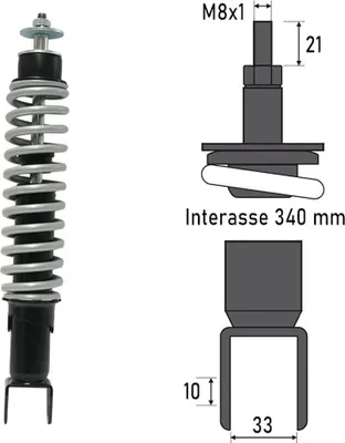 Produktbild von Bcr Piaggio Zip 50cc Hinterer Stoßdämpfer Schwarz  Schwarz One Size