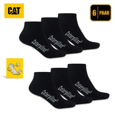 Produktbild von 6 Paar CAT CATERPILLAR SNEAKERS Sneaker Socken in Schwarz & Größe 47-50 dünne kurze Strümpfe gekämmte atmungsaktive Baumwolle Arbeitssneaker Füßlinge