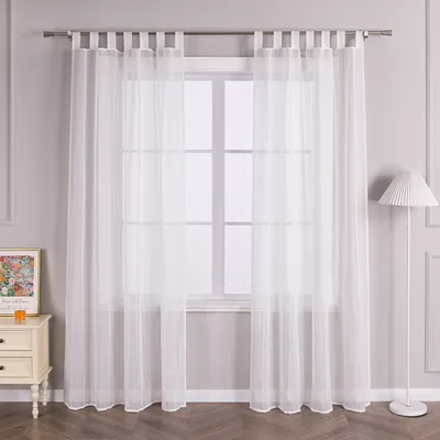 Produktbild von Joyswahl Vorhang mit Schlaufen 140 x 245cm Voile Gardine mit Streifen transparent Weiß 1 Stück