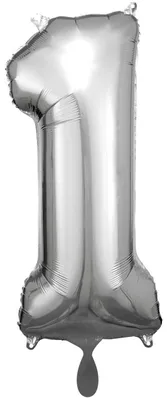 Produktbild von amscan Grosse Zahl 1 Silber Folienballon N34 33 cm x 86 cm FOLIENBALLON