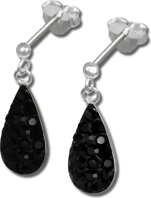 Image de SilberDream noir boucles d'oreilles goutte zirconium 925 argent GSO403S