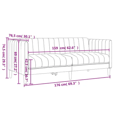 Zdjęcie produktu dla VidaXL 372605, Szary, 2 siedz., Pianka, Poliester, Poli drewno, Drewno, 1760 mm, 765 mm