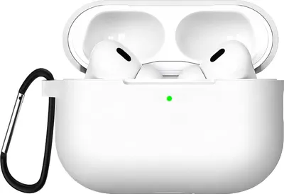 Produktbild von AirPods Pro 2 Silikon Schutzhülle mit Karabiner, Soft Touch Case, stoßfeste Hülle, rutschfest, 360° Schutz,  Weiss