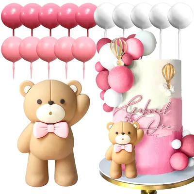 Imagen del producto de Decoración de pasteles con ositos de peluche: ideal para bautizos y cumpleaños